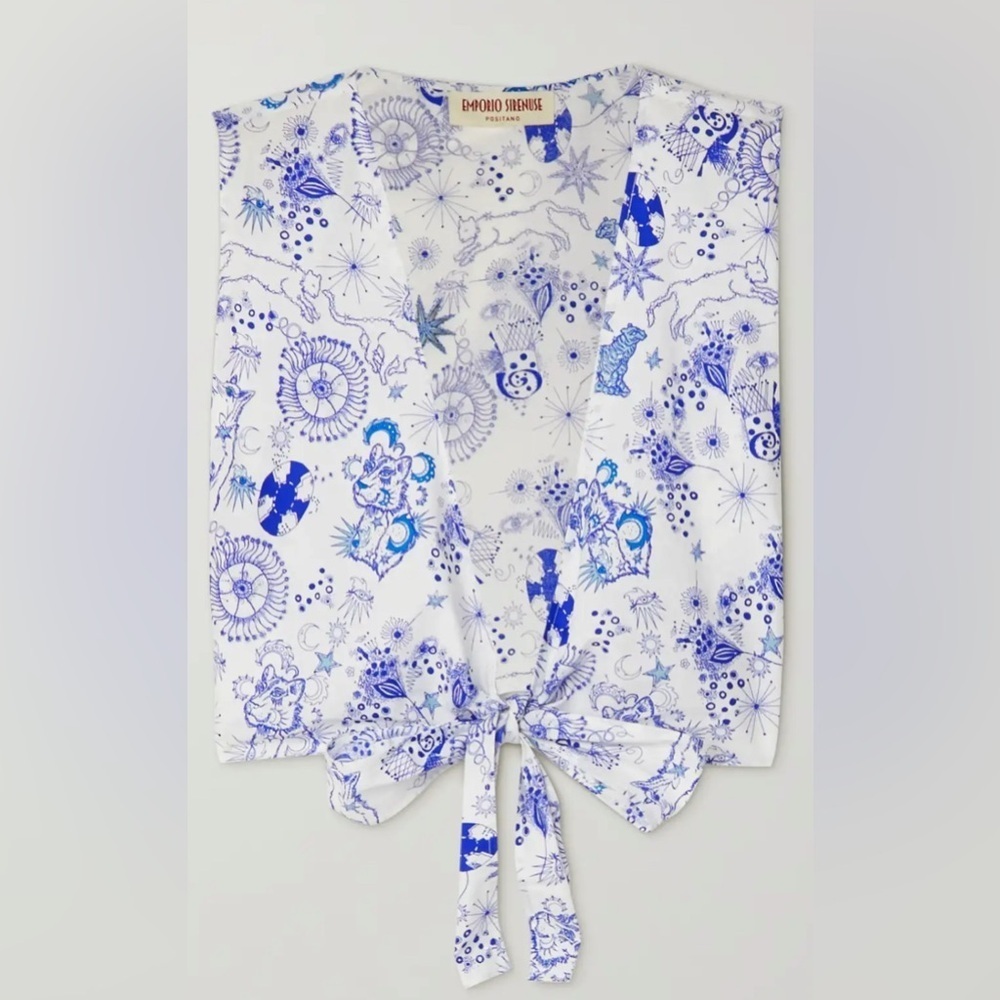 NWT Emporio Sirenuse Sonia Top in Blue Magic Mushroom IT 40 - Picture 6 of 6
